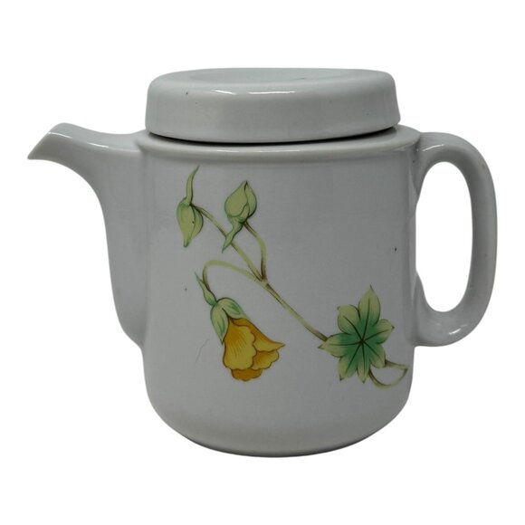 Toscany Meredith Fine China Teapot With Lid Yellow Flower Green Leaf Tea Pot - Picture 3 of 8